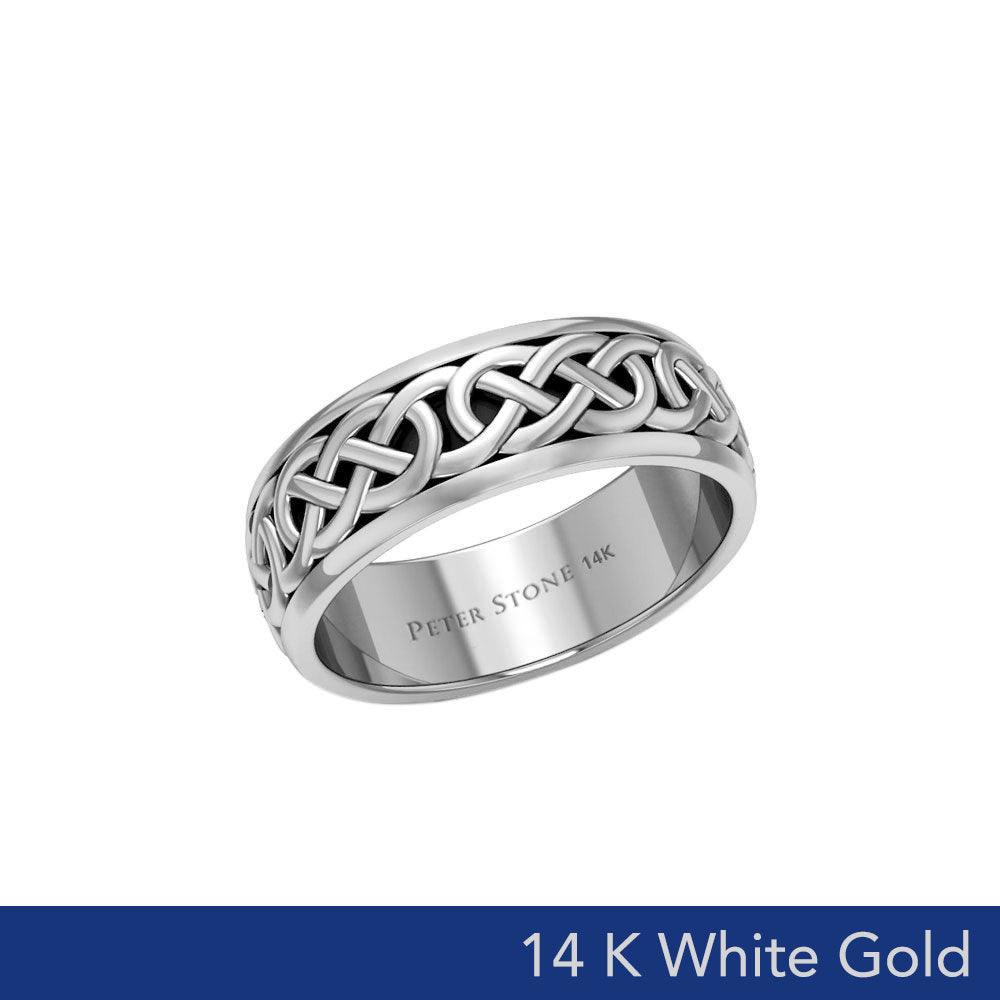 Celtic Knotwork Spinner Band Ring White Gold 14K