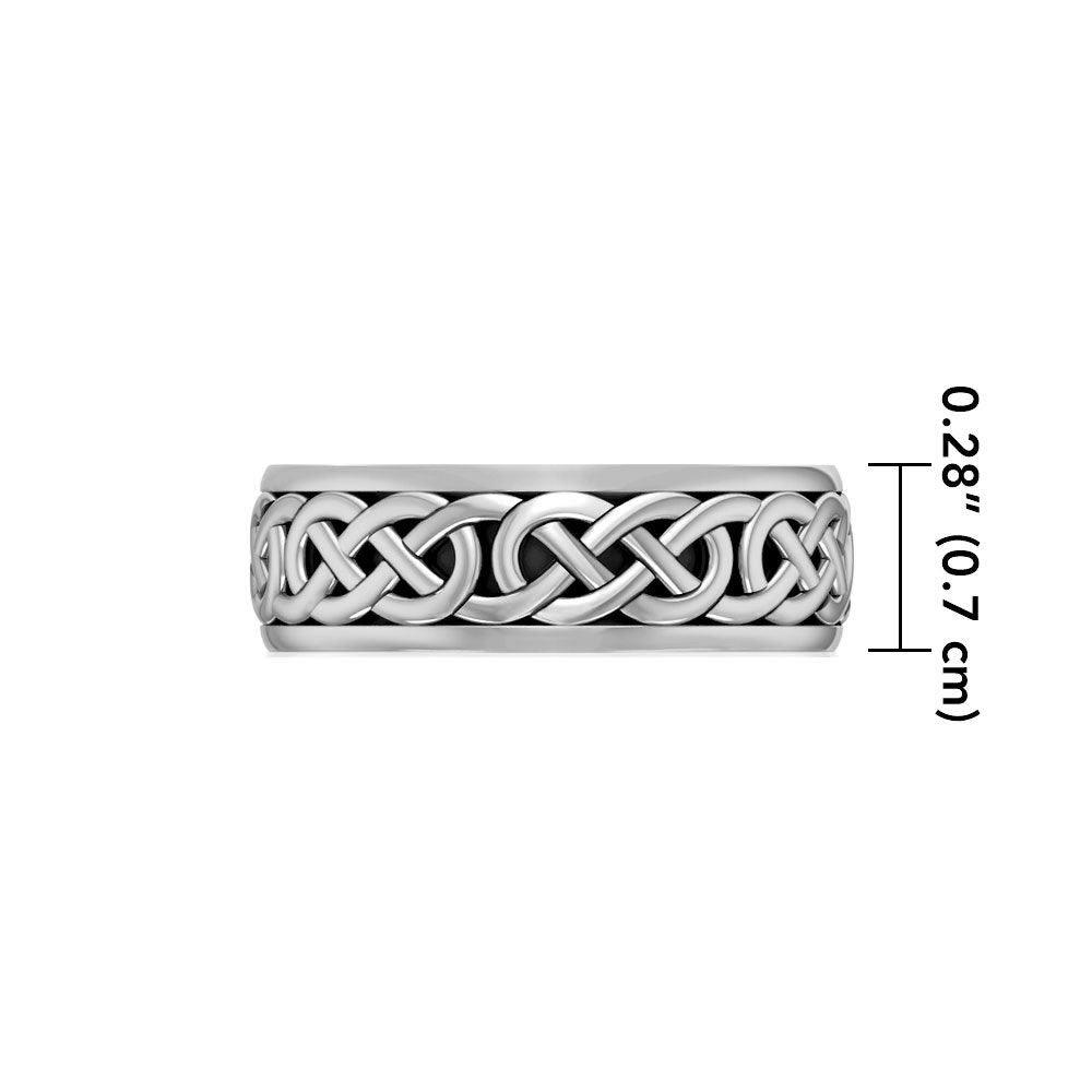 Celtic Knotwork Spinner Band Ring White Gold 14K