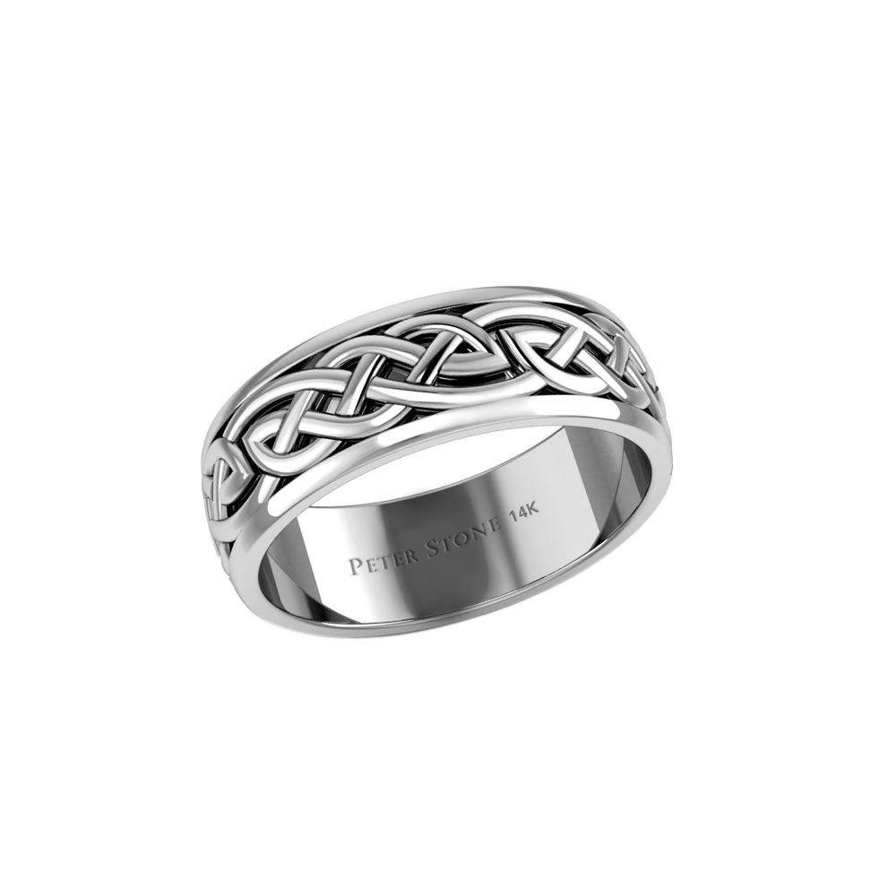 A Timeless Cycle Solid White Gold Spinner Celtic Knotwork Ring